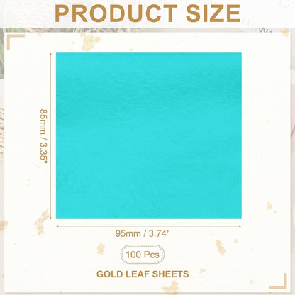 PATIKIL Gold Leaf Sheets for Art 3.7" x 3.4", 100 Pcs Gold Foil Sheet Metallic Leaf Papers for DIY Crafts Resin Furniture Nails Paintings Home Decoration, Light Blue