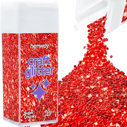 Craft Glitter Shaker Red 110g Super Chunky (3.9 Ounce)