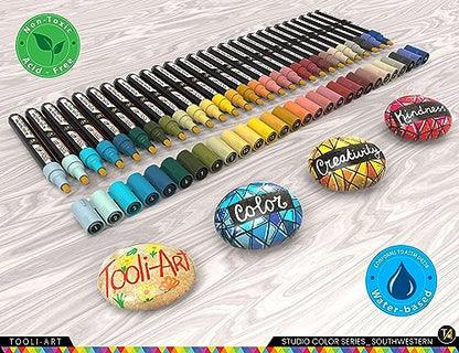 28 Southwestern Colors Acrylic Paint Pens Studio Color Series Markers Set 3mm Medium Tip (28 Count)