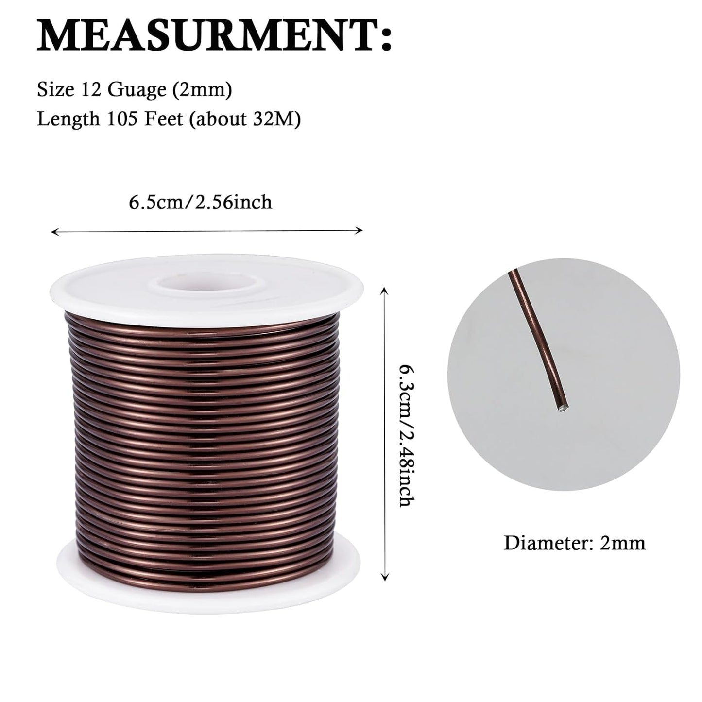 12 Gauge Light Brown Aluminum Craft Wire (105FT) - Anodized for Jewelry Making, Beading Floral, Plant Gardening, Sculpting & Modeling Craft Wire (Light Brown #18, 2mm) - Crafty Corner