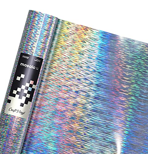 Mosaic+ Silver Brushed Holographic 1ft x 5ft Crafting Vinyl Crinkle