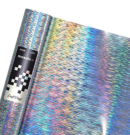 Mosaic+ Silver Brushed Holographic 1ft x 5ft Crafting Vinyl Crinkle