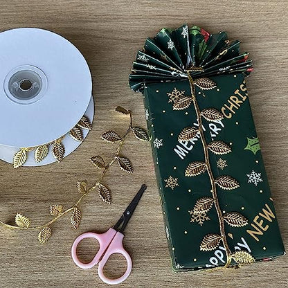 Rose Gold Leaves Ribbon for Wedding Party Home Decorations (60 Foot)