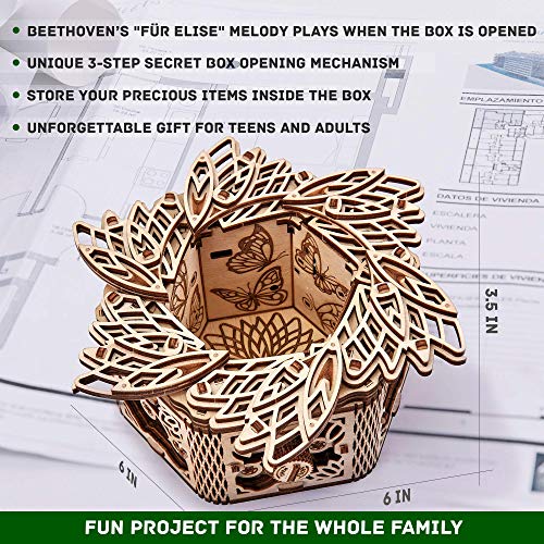 Mystery Flower 3D Wooden Puzzles for Adults to Build (278 Count)