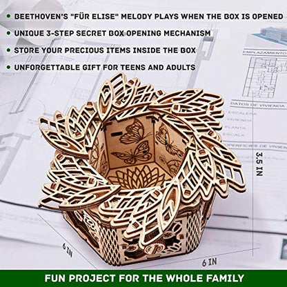 Mystery Flower 3D Wooden Puzzles for Adults to Build (278 Count)