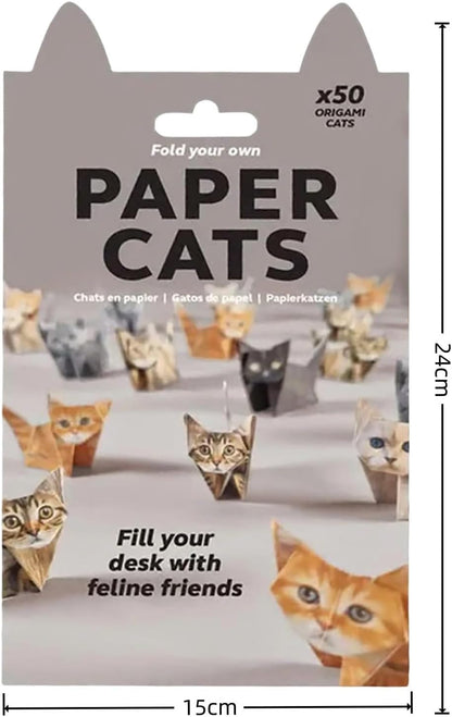 DIY Paper Cats Kit, Cute Kitten Origami Papercraft Kit, 50 Sheets DIY Origami Paper to Fold Cute Cat / Dog / Dinosaur Figures for Teens & Adults, Desk Decoration & Gift for Cat Lovers - Crafty Corner