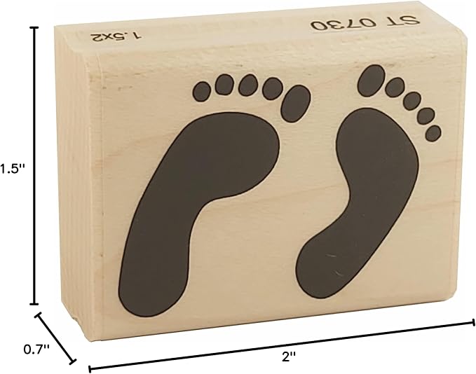 Stamps by Impression Feet, Footprints Rubber Stamp, Medium (1.25" x 1.75")