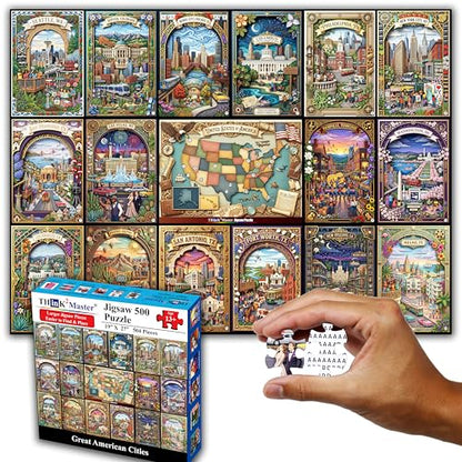 Great American Cities 500 Pieces Large Format Jigsaw Puzzle