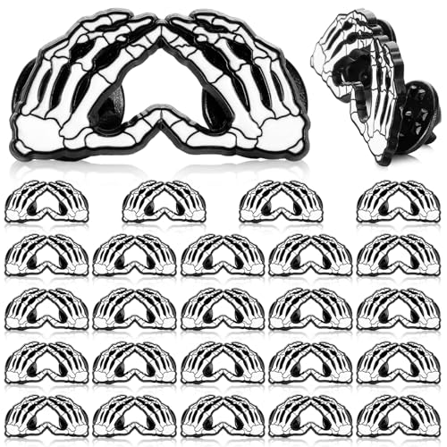 24 Pcs Skeleton Hands Pins Heart Enamel Halloween Brooch (24 Count)