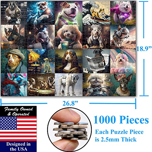 Funny Dogs 1000 Pieces Jigsaw Puzzle Featuring heartwarming Puppies and Dogs. Fun for Teens