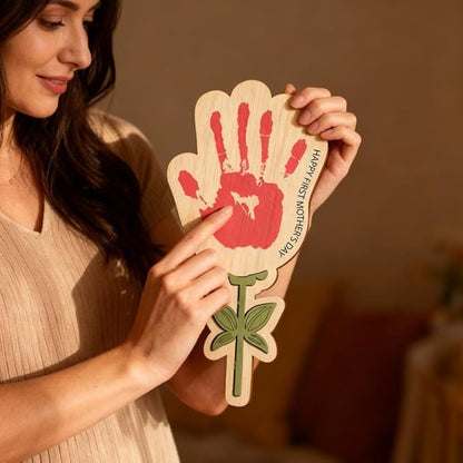 2Pcs Personalized Flower Handprint Craft,Mother’s Day Wooden Sign Gift from Kids,Custom Mother's Day Craft,Handmade Flower Keepsake,DIY MothersDay Handprint Art,Gifts for Mom,Nana Gifts