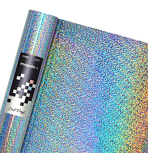 Mosaic+ Silver Holographic Glitter 1ft x 5ft Crafting Vinyl Crinkle (5 Sq Ft)