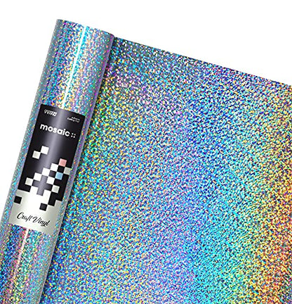 Mosaic+ Silver Holographic Glitter 1ft x 5ft Crafting Vinyl Crinkle (5 Sq Ft)