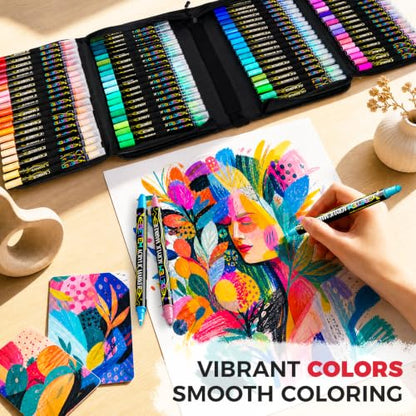 120 Colors Dual Tip Acrylic Paint Markers (120 Count)