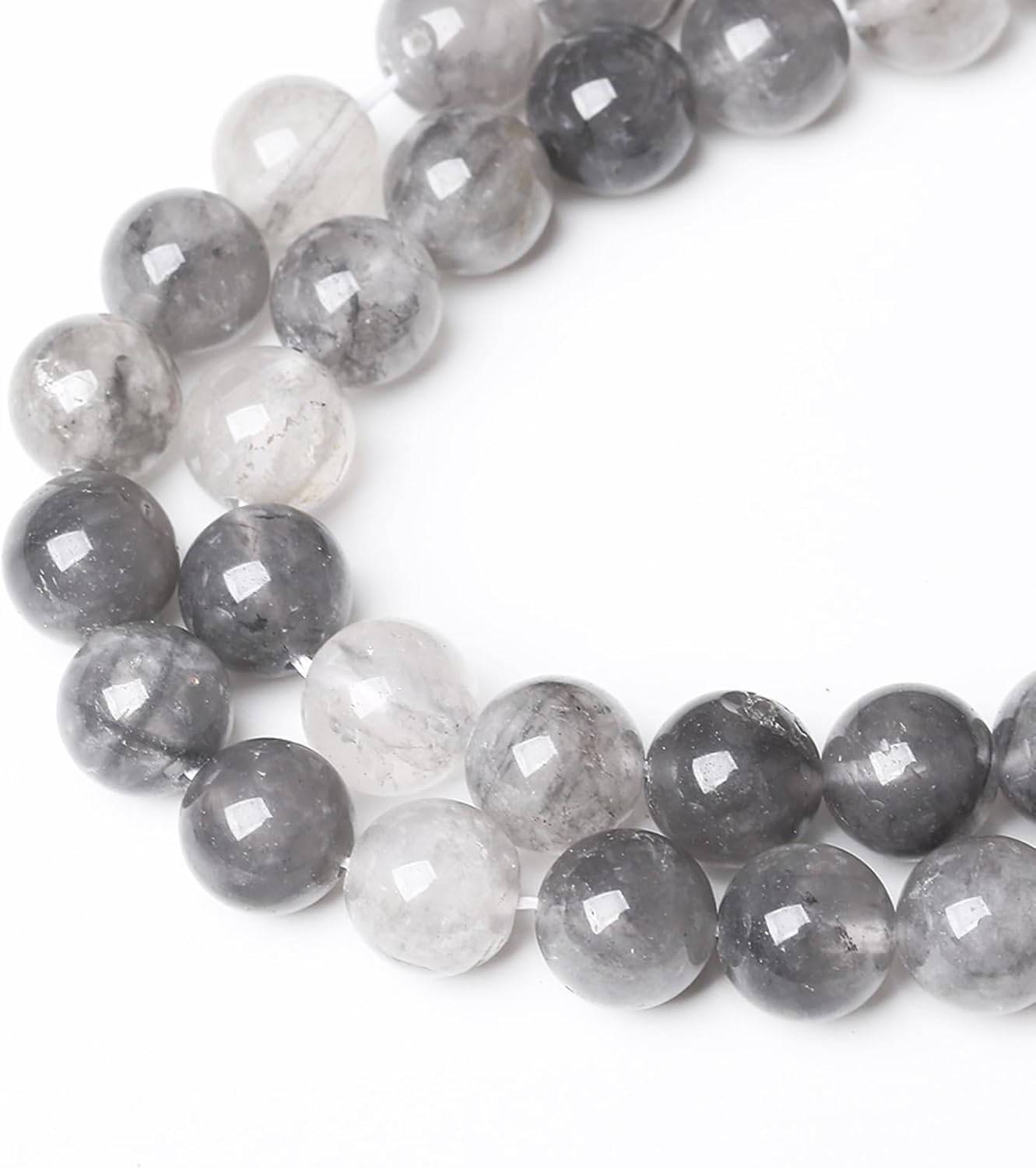 60pcs 6mm Natural Grey Cloud Crystal Stone Beads for Jewelry Making Energy Healing Power Stone Beads DIY Bracelet Necklace Accessories 15"(6mm, Grey Cloud Crystal)