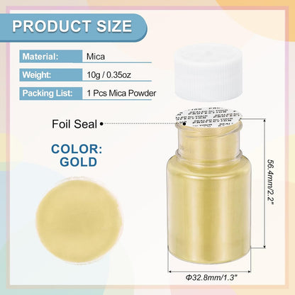 uxcell 10g/0.35oz Cosmetic Grade Mica Powder, 600 Mesh Mica Powder Natural Resin Epoxy Pigment Powders for Casting Resin, Candle Dye, DIY Nail Polish and Lip Gloss, Gold