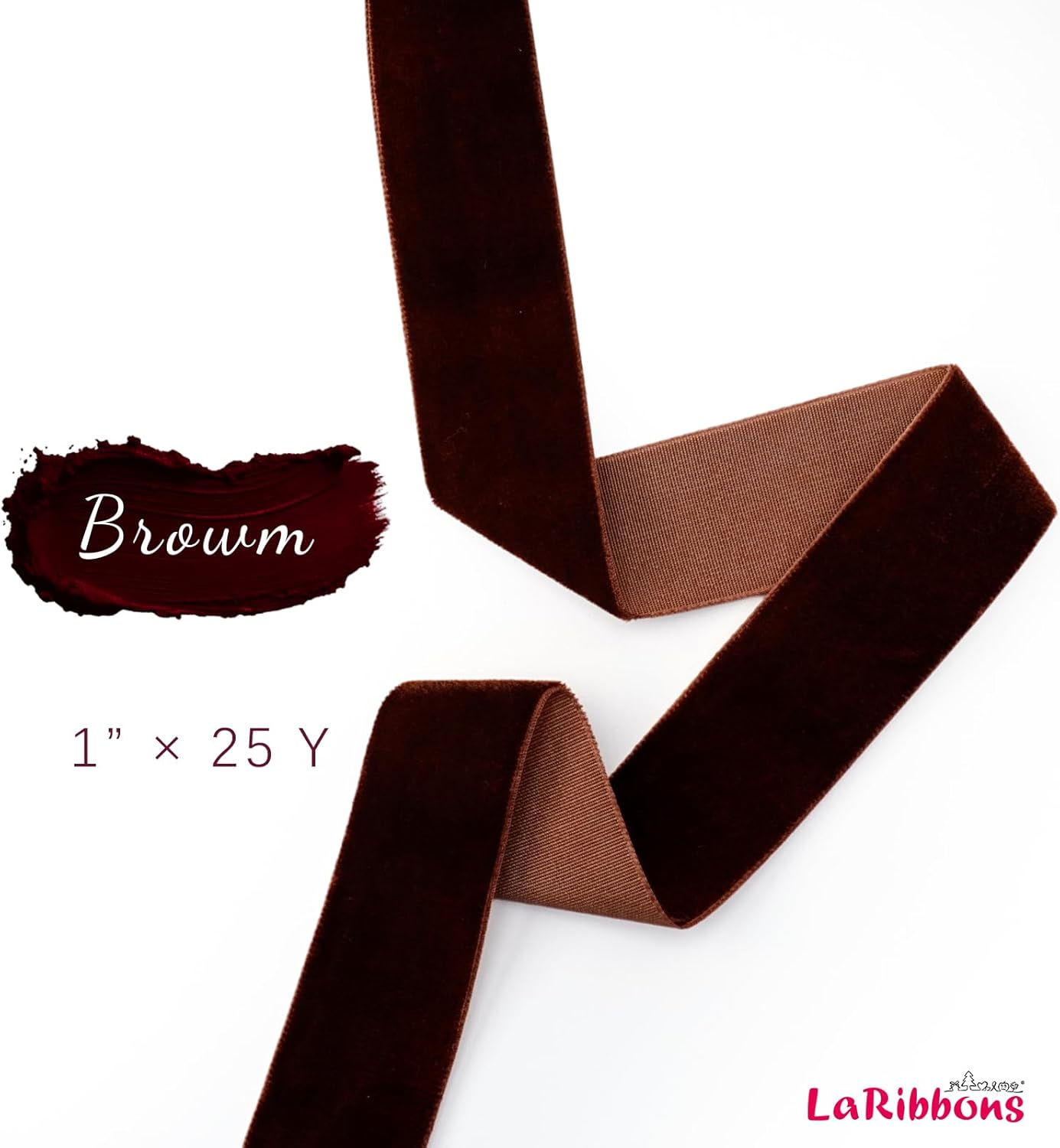 LaRibbons Thin Velvet Ribbon 1 Inch x 25 Yards, Brown Velvet Ribbon for Christmas Tree, Gift Wrapping, Wreath Bow, Outdoor Decoration - Crafty Corner