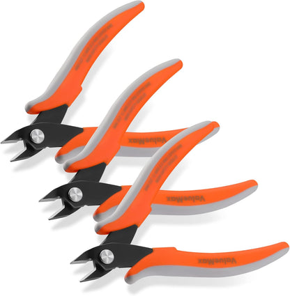 ValueMax Flush Wire Cutters, 3 Pack 5 Inch Precision Micro Cutter Anti-Slip Flush Cut Pliers, Diagonal Side Cutters for Electronics, Aluminum, Jewelry, 3D Printing, and Soft Copper Wire - Crafty Corner