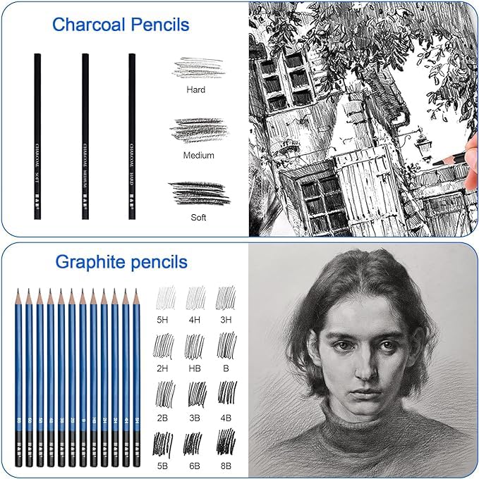 50PCS Drawing Sketch Pencils Art Supplies Kit with A5 Sketchbook