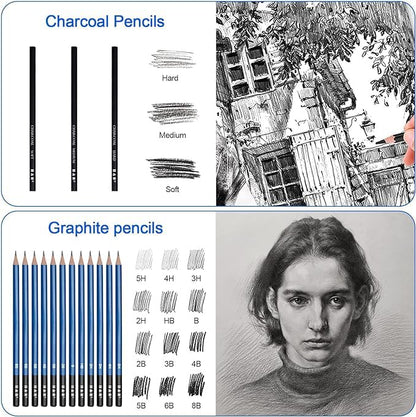 50PCS Drawing Sketch Pencils Art Supplies Kit with A5 Sketchbook