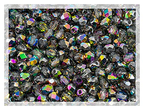 100 pcs of Faceted Fire Polished Pressed Czech Glass Beads 4mm (100 Count)