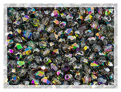 100 pcs of Faceted Fire Polished Pressed Czech Glass Beads 4mm (100 Count)