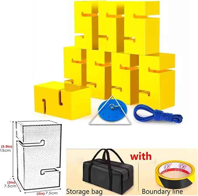 Team Building Block Tower Game, No-Assembly Team Tower Challenge Kit - Indoor/Outdoor Leadership Development Game(Yellow,8PCS)