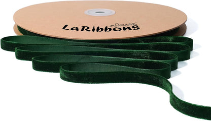 LaRibbons Thin Velvet Ribbon 3/8 Inch x 25 Yards, Dark Green Velvet Ribbon for Christmas Tree, Gift Wrapping, Wreath Bow, Outdoor Decoration - Crafty Corner