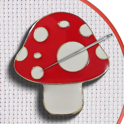 Magnetic Needle Minder Magnet Embroidery Accessories and Supplies Embroidery Needle Holder Cross Stitch Holder Needlework Supplies (Cardinal) (Mushroom)