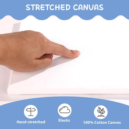 ESRICH Stretched Canvases for Painting 8x10, 10 Pack 8x10 Canvas Value Pack,Primed Acid-Free Cotton Blank Canvas, Paint Canvases for Oil & Acrylic Paint.