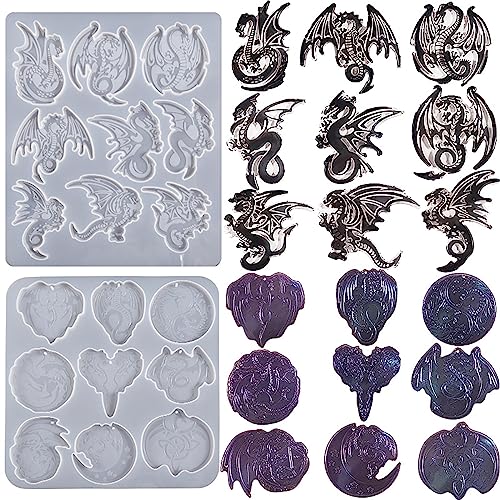 2 Pack Dragon Keychain Resin Mold