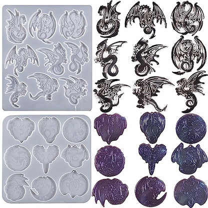 2 Pack Dragon Keychain Resin Mold