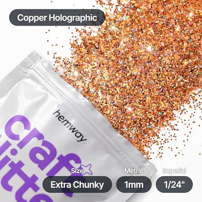 Craft Glitter Copper Holographic 100g Extra Chunky Glitter (3.5 Ounce)