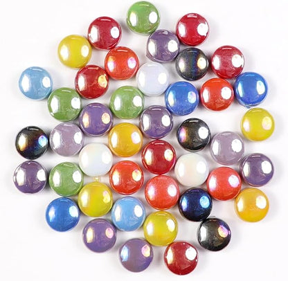 12mm Round Mosaic Tiles for Crafts, 200g Iridescent Recycled Glass Mosaic Pieces for Art Supplies, DIY Mosaic Making Kit for Hobbies & Art (Irisident Mix)