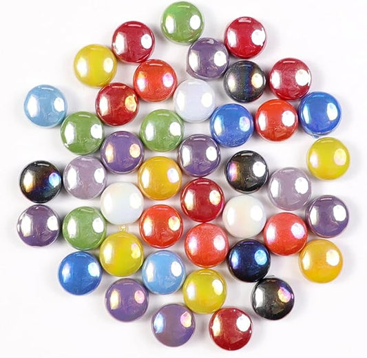 12mm Round Mosaic Tiles for Crafts, 200g Iridescent Recycled Glass Mosaic Pieces for Art Supplies, DIY Mosaic Making Kit for Hobbies & Art (Irisident Mix)