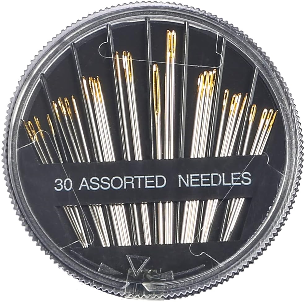 Eketirry 120pcs Premium Hand Sewing Needles，4 Pack 30-Count Assorted Needles for Sewing Repair, 6 Different Sizes Sewing Needles with 2 Threaders (Blue& Black,2)