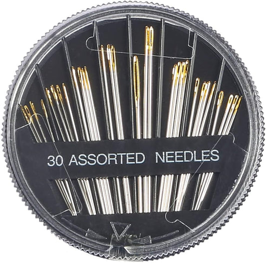 Eketirry Premium Hand Sewing Needles,30-Count Assorted Needles for Sewing Repair, 6 Different Sizes Sewing Needles with 2 Threaders (Black,1)