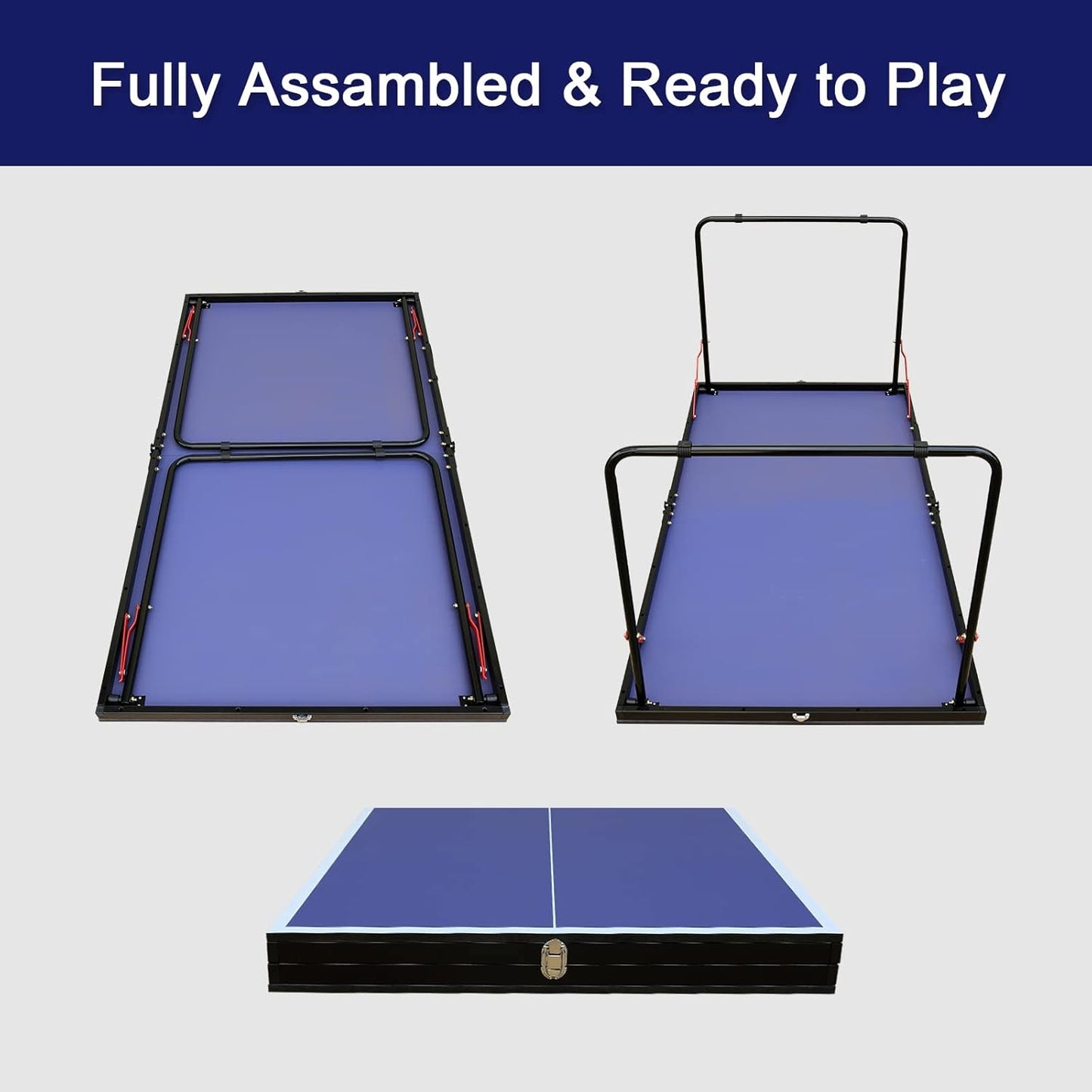4.5FT/6FT/8FT Mid-Size Table Tennis Table Ping-Pong Table Set Foldable & Portable Table Indoor Outdoor for Family Game