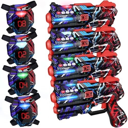 Laser Tag Guns Set of 4 Laser Tag Guns with Digital LED Score Display Vests (4 Count)