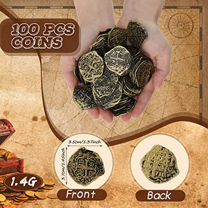 100 Pcs Bronze Plastic Pirate Coins for Treasure Chest Party Favors (100 Count)