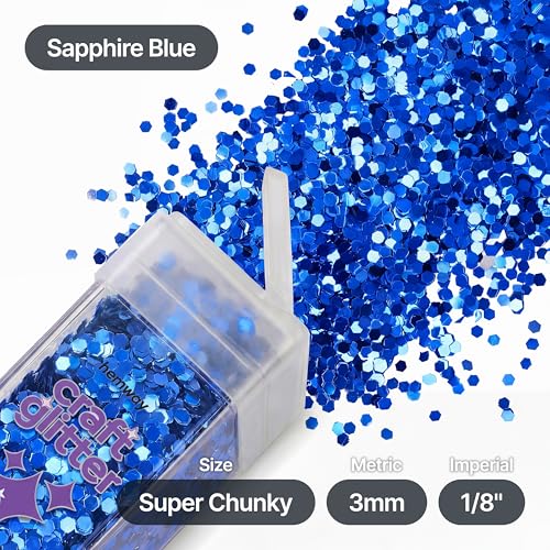 Craft Glitter Shaker Sapphire Blue 110g Super Chunky (3.8 Ounce)