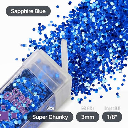 Craft Glitter Shaker Sapphire Blue 110g Super Chunky (3.8 Ounce)