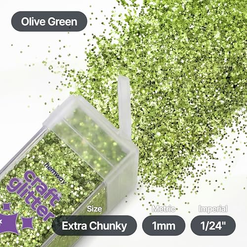 Craft Glitter Shaker Olive Green 110g Extra Chunky (4.6 Ounce)