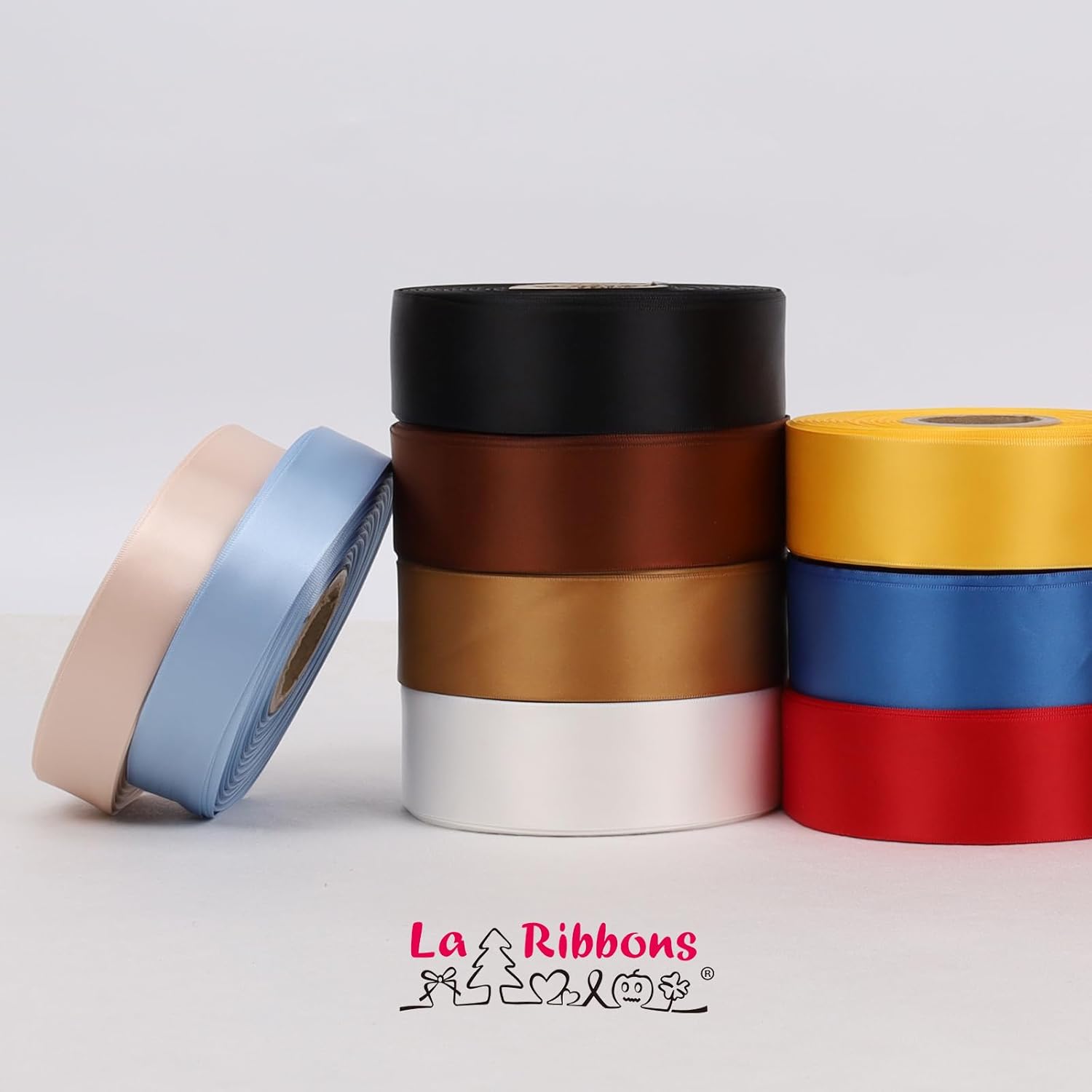 LaRibbons 1 1/2 Inch 50 Yard Double Faced Satin Ribbon,White Satin Craft Fabric Ribbon for Gift Wrapping Floral Bouquets Wedding Party Decoration - Crafty Corner