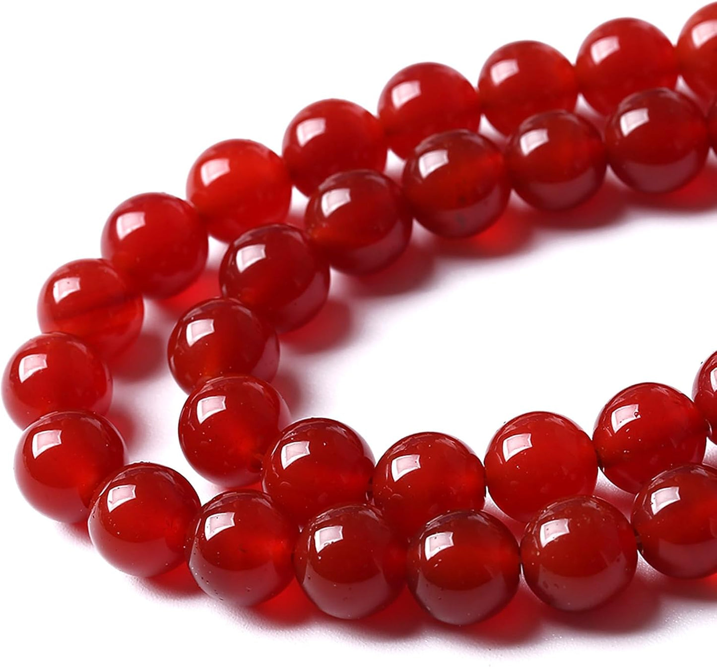 10MM 72pcs Semi-Precious Red Agate Beads Natural Stone Round Loose Beads for Jewelry Making DIY Bracelet Necklace 2 Strands 32"