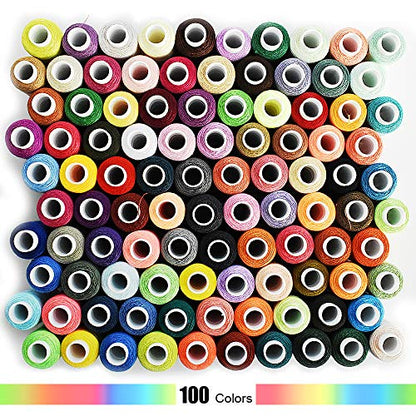 Sewing Thread 100 Colors Sewing Machine and Hand Stitching Polyester for Hand Stitching