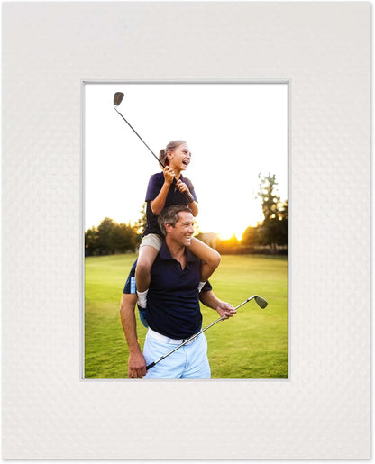 11x14 Mat Bevel Cut for 8.5x11 Photos - Acid Free Golf Ball Texture Precut Matboard With Backing Board and Crystal Clear, Self Seal Mat Bag - For Pictures, Framing - 4-ply Thickness
