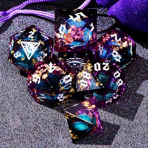 Black Eye of Mystery Liquid Core DND Dice Set (7 Count)