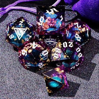 Black Eye of Mystery Liquid Core DND Dice Set (7 Count)