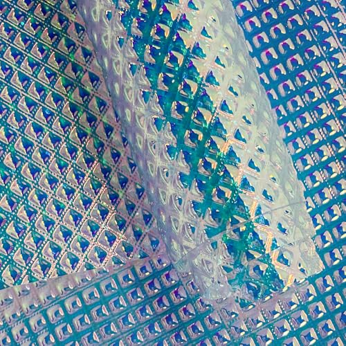 Iridescent Transparent Embossed Vinyl Holographic Blue Clear PVC Vinyl Craft Film 16"×54" for Sewing DIY Projects